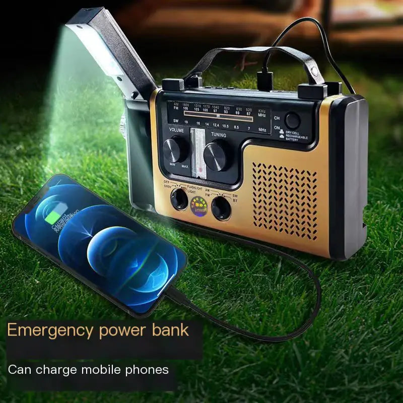 Portable Solar Hand Crank Radio with LED Reading Light (One)