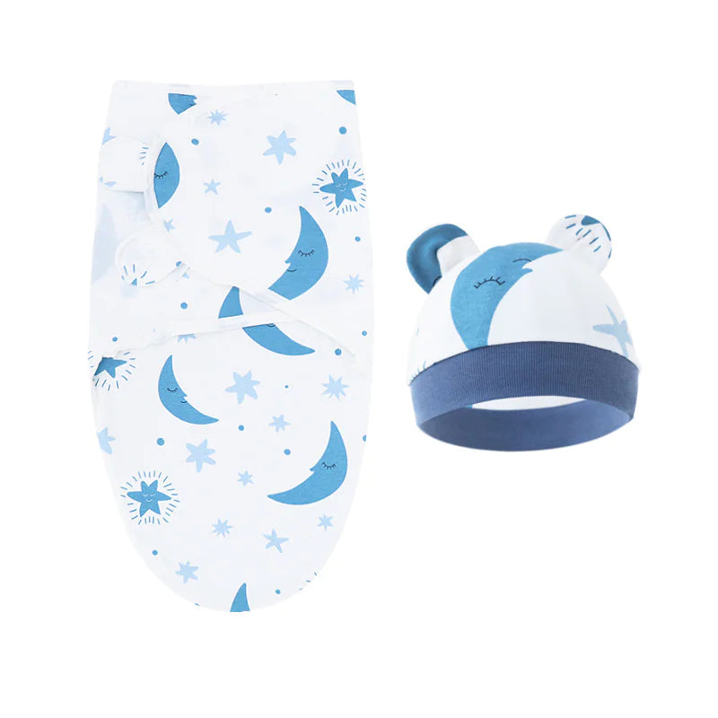 Newborn Cotton Swaddle Wrap with Hat