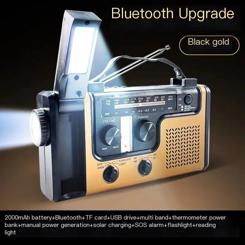 Portable Solar Hand Crank Radio with LED Reading Light (One)