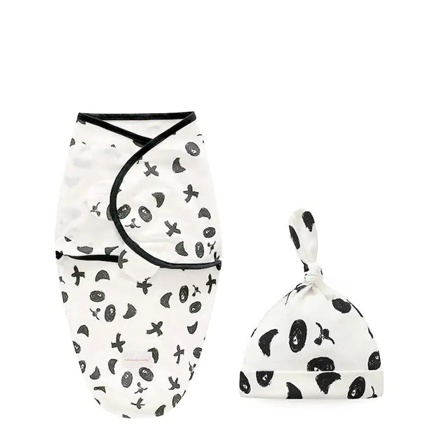 Newborn Cotton Swaddle Wrap with Hat