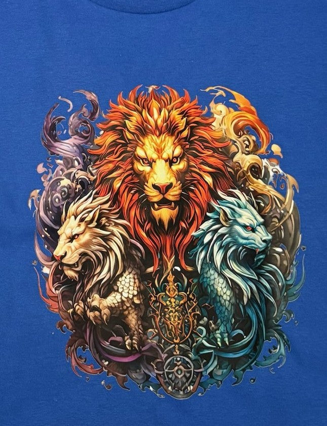 Custom Print T-shirt - Dragons and Lion