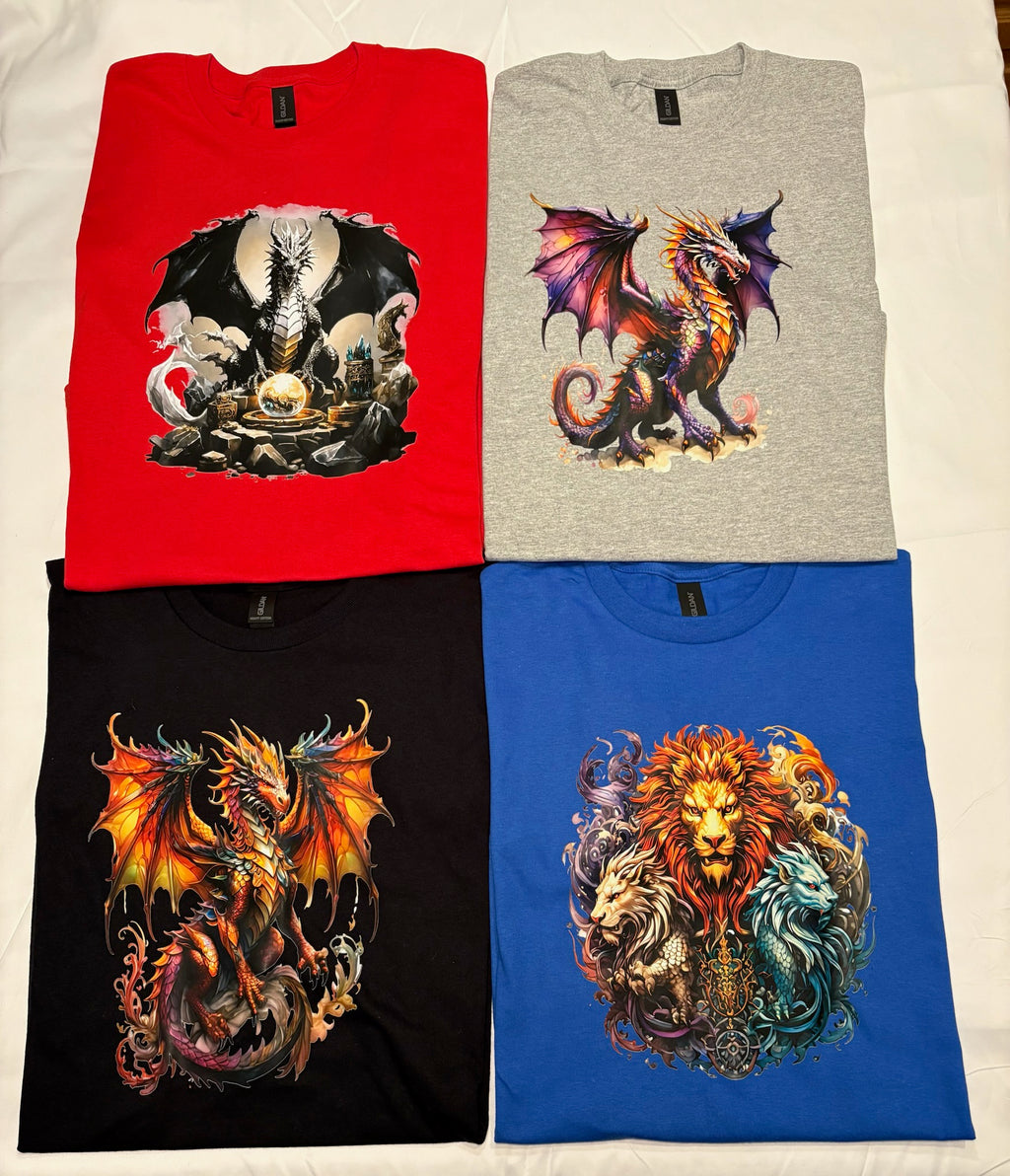 Custom Print T-shirt - Dragons and Lion