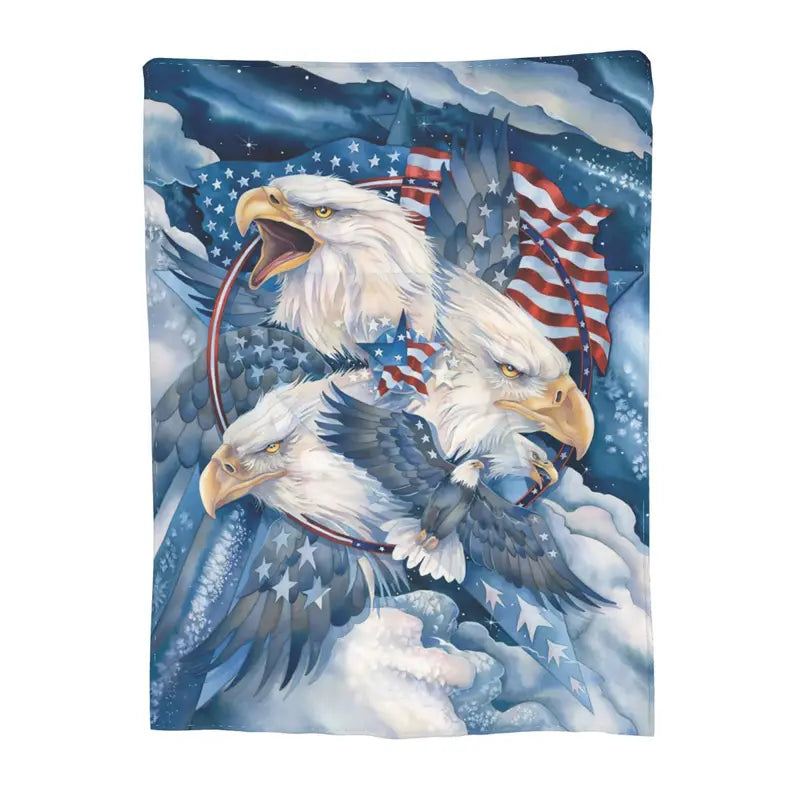 American Flag Eagle Super Soft Flannel Blanket (1pc)
