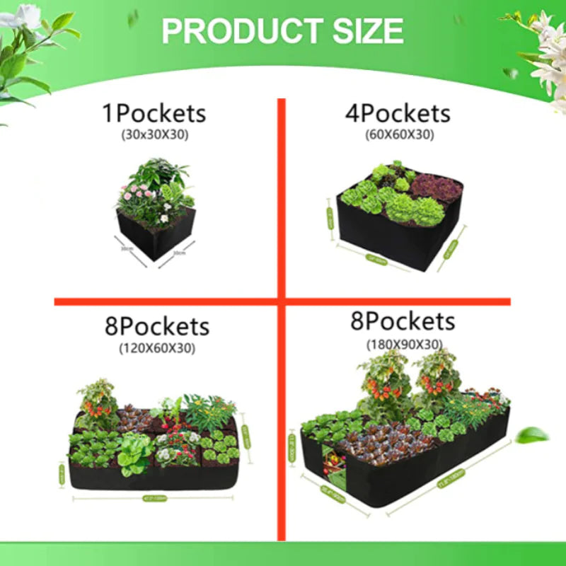 Felt Multi-Grid Rectangular Planting Bag for Vegetables
