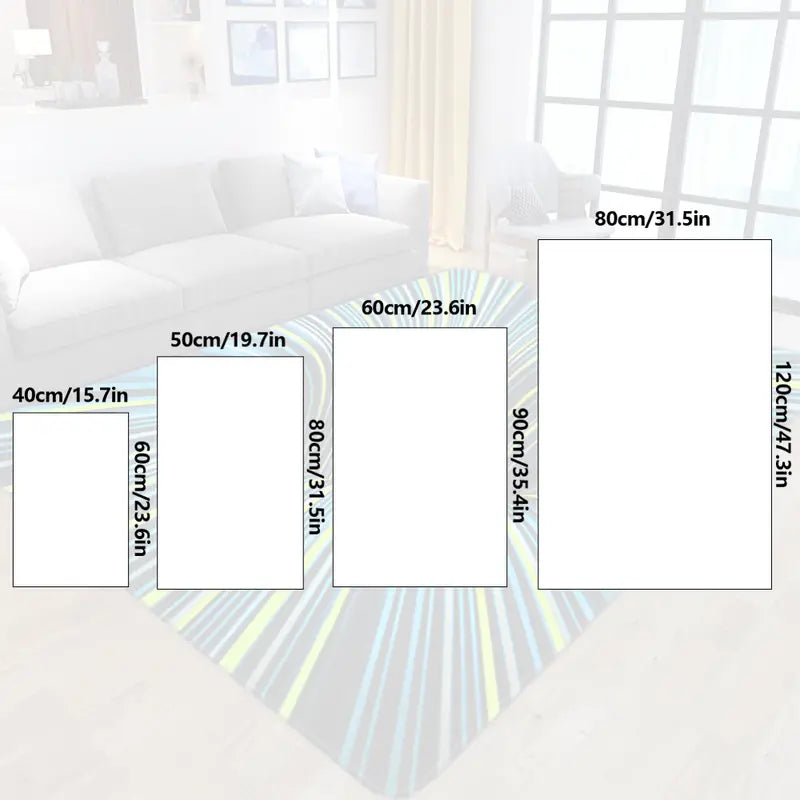 Black and White Checkered 3D Illusion Area Rug