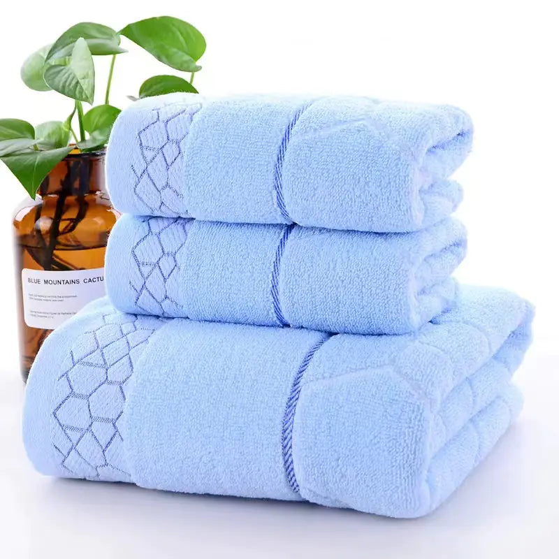 3pcs Solid Color Pure Cotton Bath Towel Set