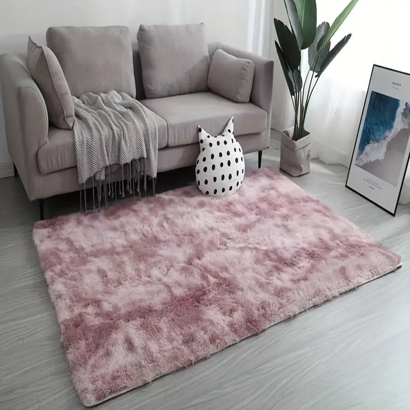 Tie Dye Plush Fabric Rectangle Floor Mat, 47.24x62.99in