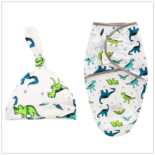 Newborn Cotton Swaddle Wrap with Hat
