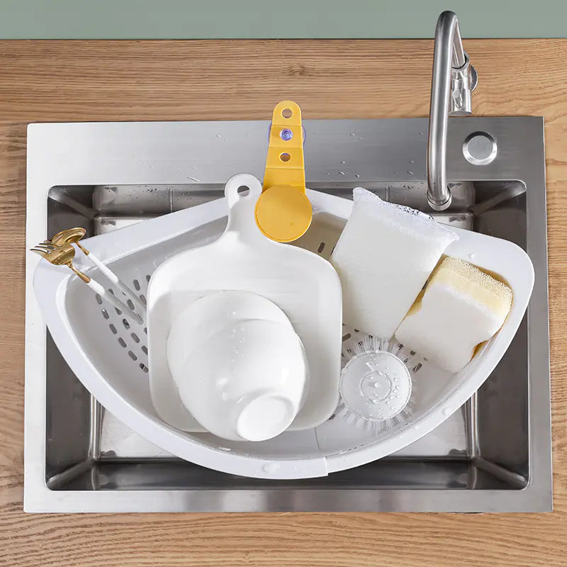 Folding Kitchen Sink Drainer Rack and Storage Shelf