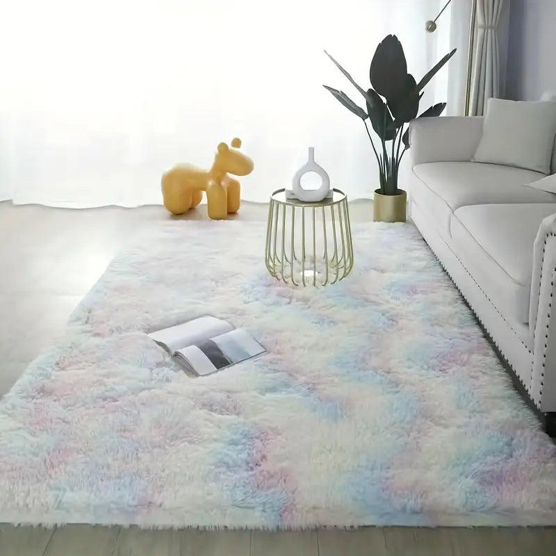 Tie Dye Plush Fabric Rectangle Floor Mat, 47.24x62.99in