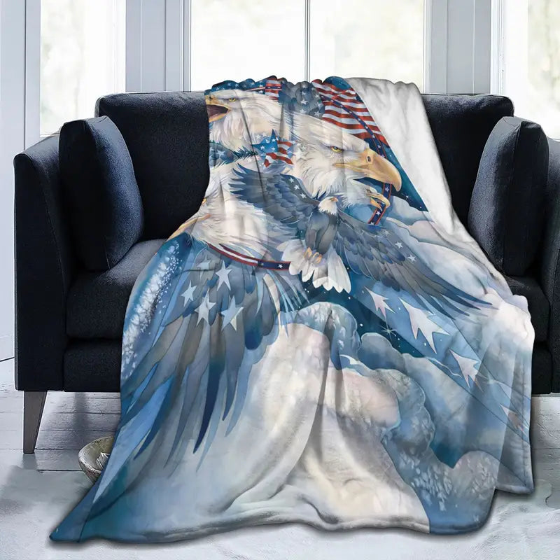 American Flag Eagle Super Soft Flannel Blanket (1pc)